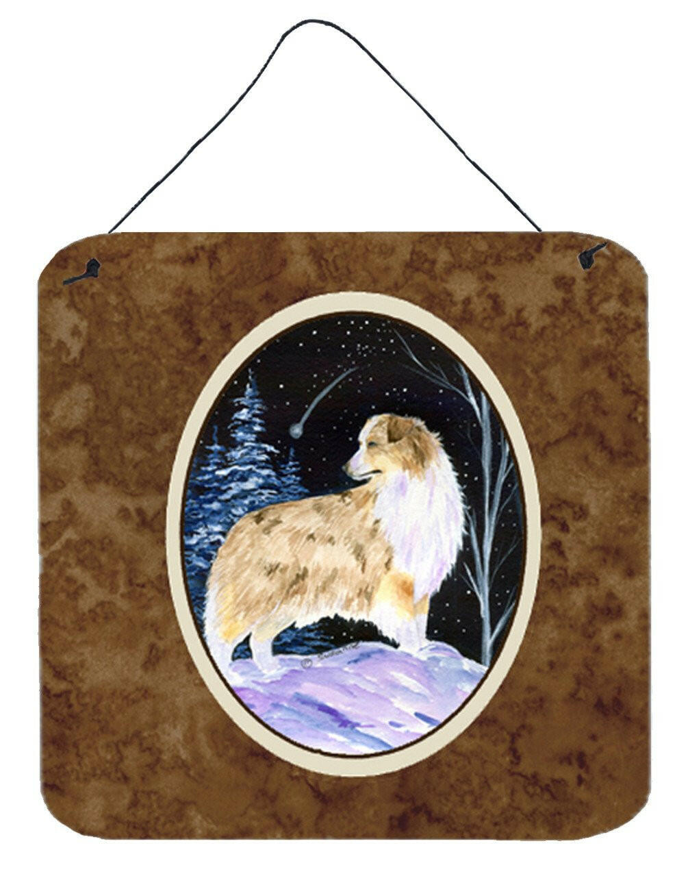 Starry Night Australian Shepherd Aluminium Metal Wall or Door Hanging Prints by Caroline&#39;s Treasures