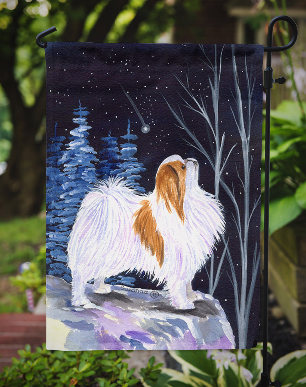 Starry Night Japanese Chin Flag Garden Size.