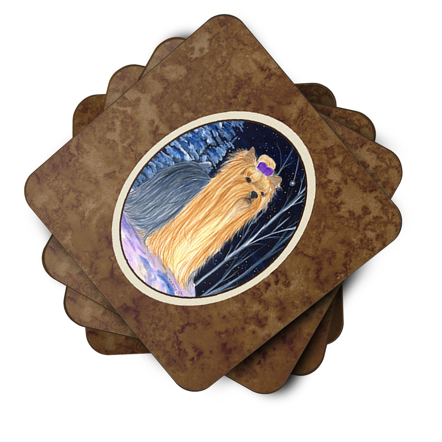 Starry Night Yorkie Foam Coasters Set of 4 - the-store.com