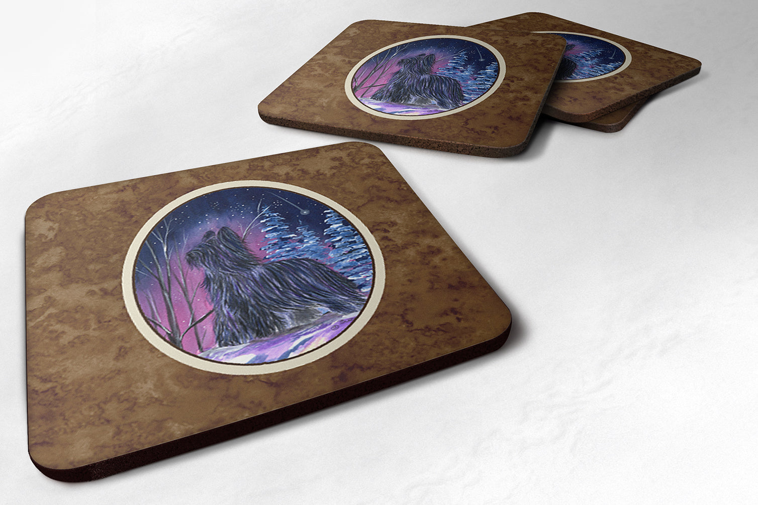 Starry Night Briard Foam Coasters Set of 4 - the-store.com