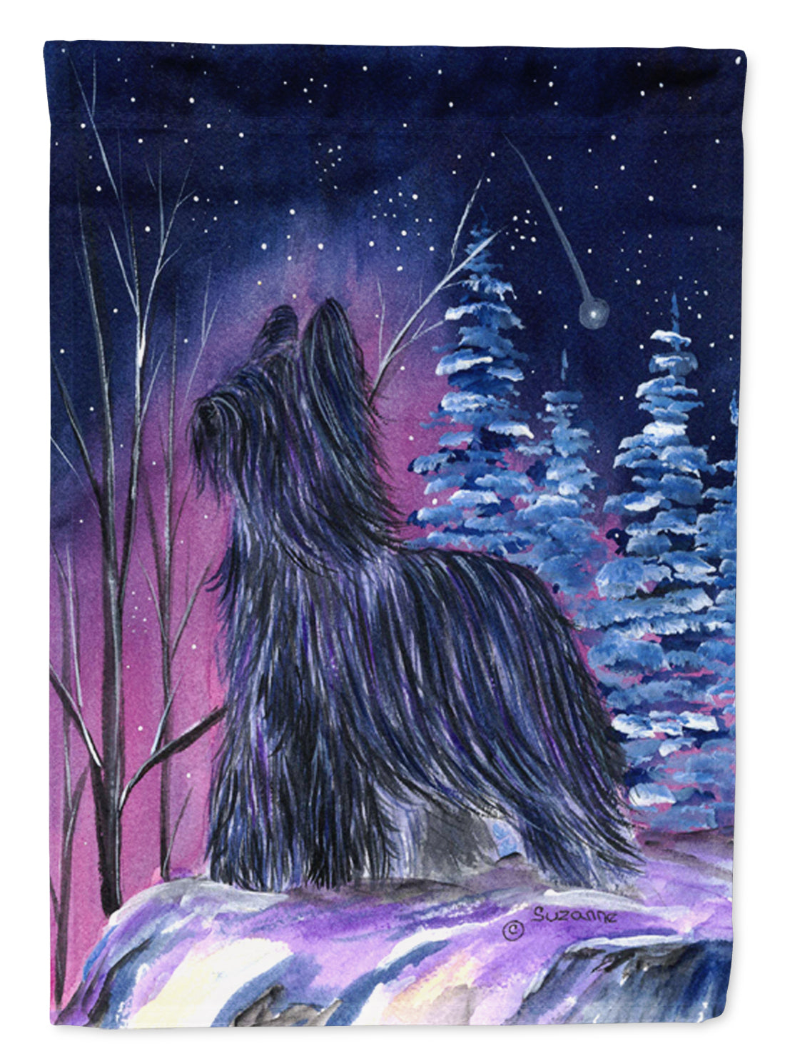 Starry Night Briard Flag Garden Size.