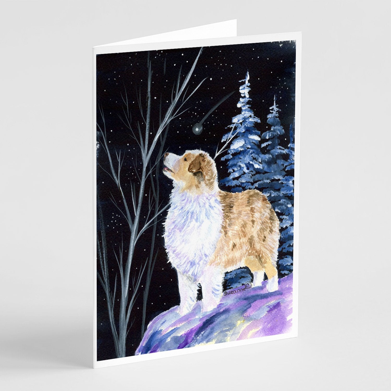 Buy this Starry Night Australian Shepherd Greeting Cards and Envelopes Pack of 8