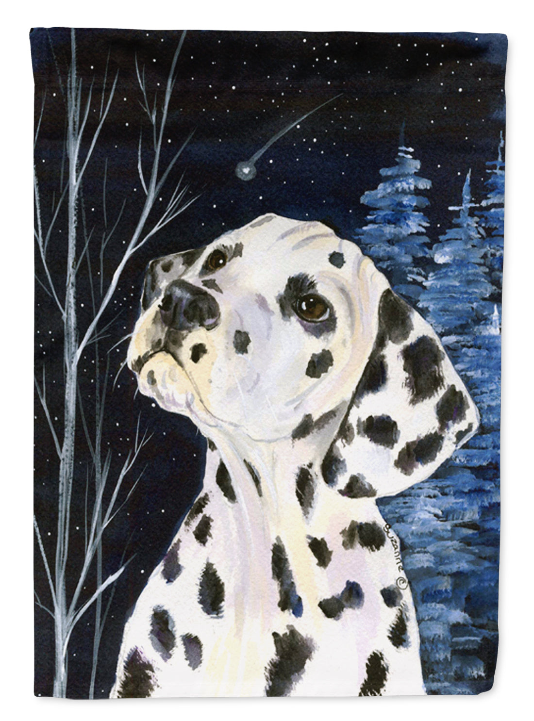 Starry Night Dalmatian Flag Canvas House Size  the-store.com.