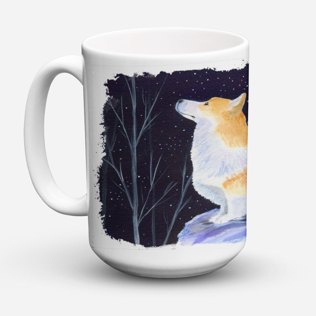 Starry Night Corgi Dishwasher Safe Microwavable Ceramic Coffee Mug 15 ounce SS8373CM15  the-store.com.