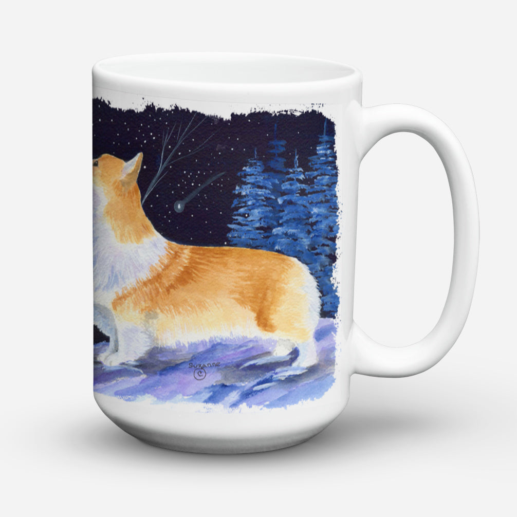 Starry Night Corgi Dishwasher Safe Microwavable Ceramic Coffee Mug 15 ounce SS8373CM15  the-store.com.