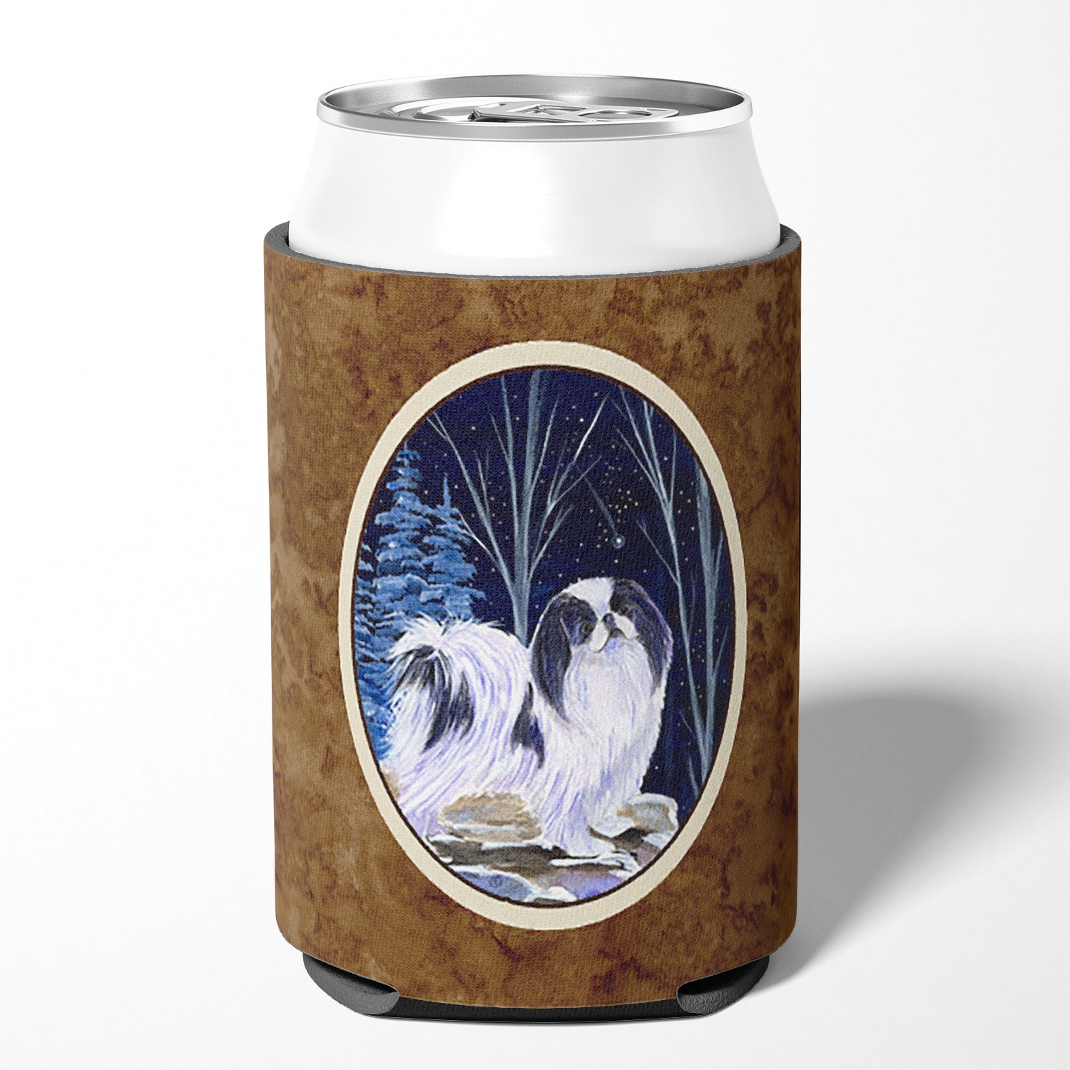 Starry Night Japanese Chin Can or Bottle Beverage Insulator Hugger.