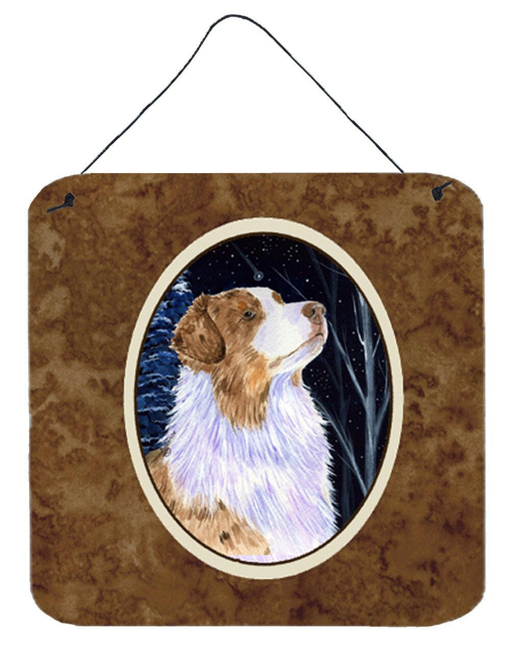 Starry Night Australian Shepherd Aluminium Metal Wall or Door Hanging Prints by Caroline's Treasures