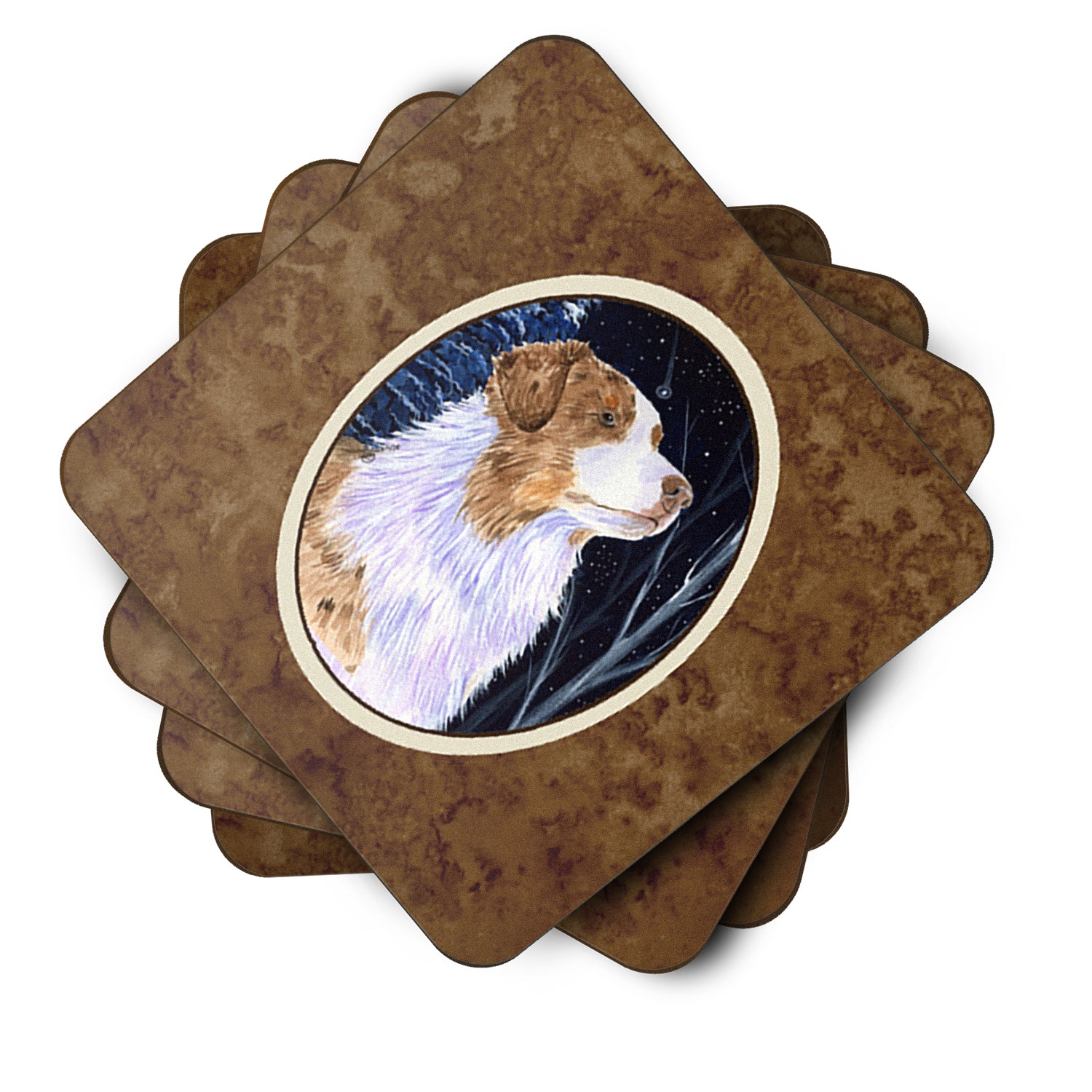 Starry Night Australian Shepherd Foam Coasters Set of 4 - the-store.com