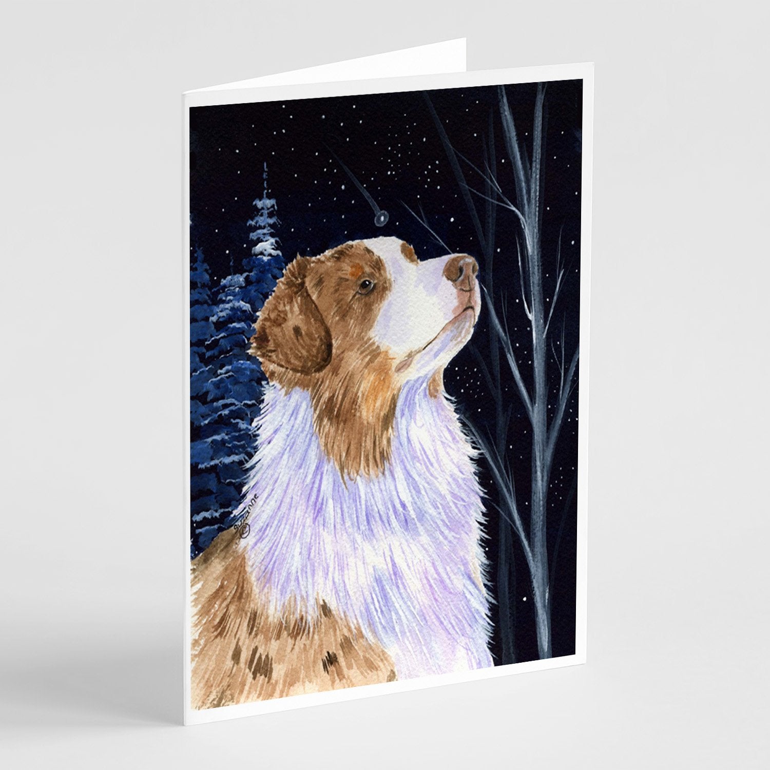 Buy this Starry Night Australian Shepherd Greeting Cards and Envelopes Pack of 8