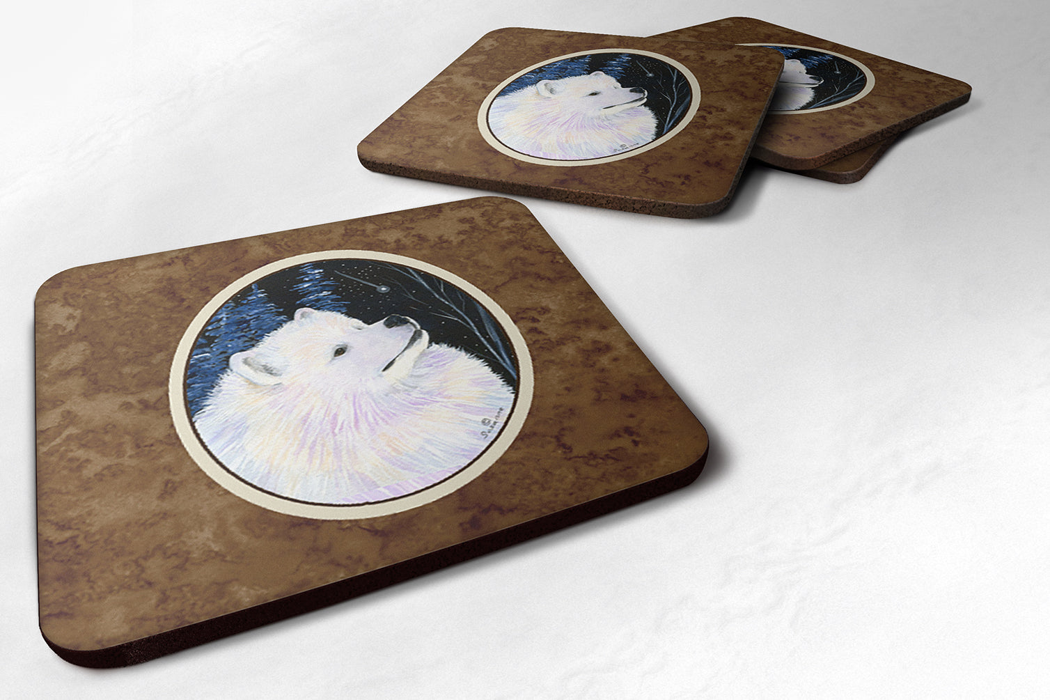 Starry Night Samoyed Foam Coasters Set of 4 - the-store.com