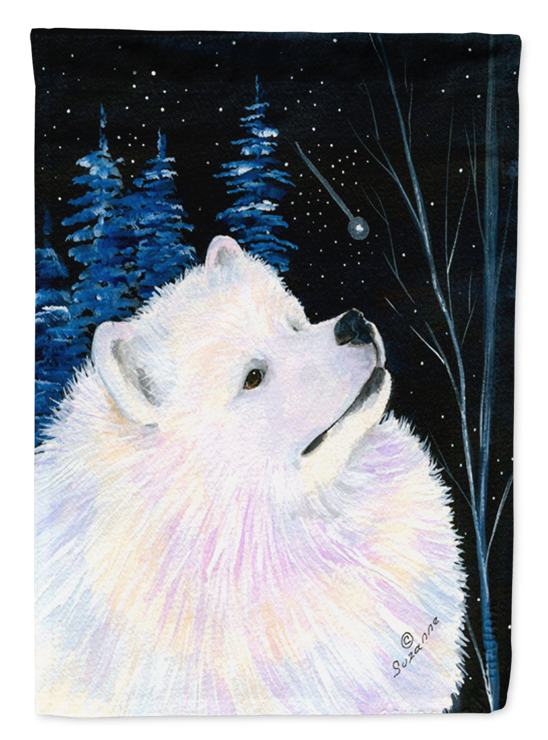 Starry Night Samoyed Flag Garden Size.