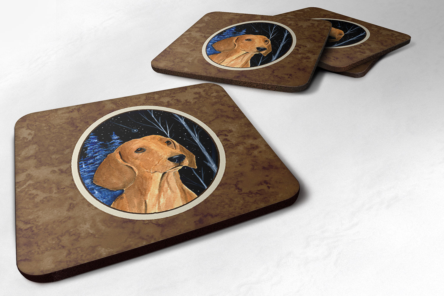 Starry Night Dachshund Foam Coasters Set of 4 - the-store.com