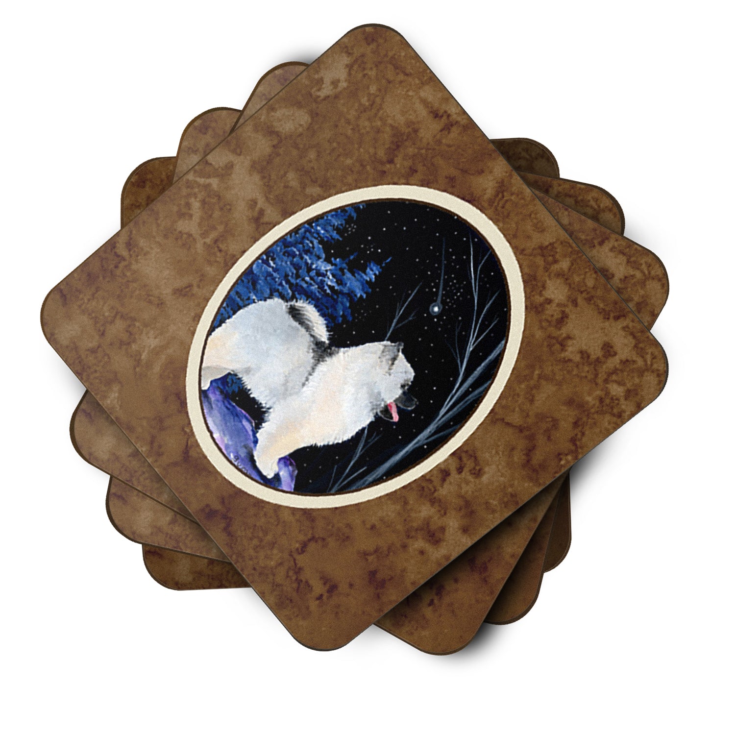 Starry Night Keeshond Foam Coasters Set of 4 - the-store.com