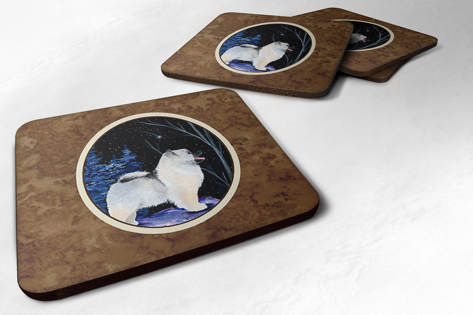 Starry Night Keeshond Foam Coasters Set of 4 - the-store.com