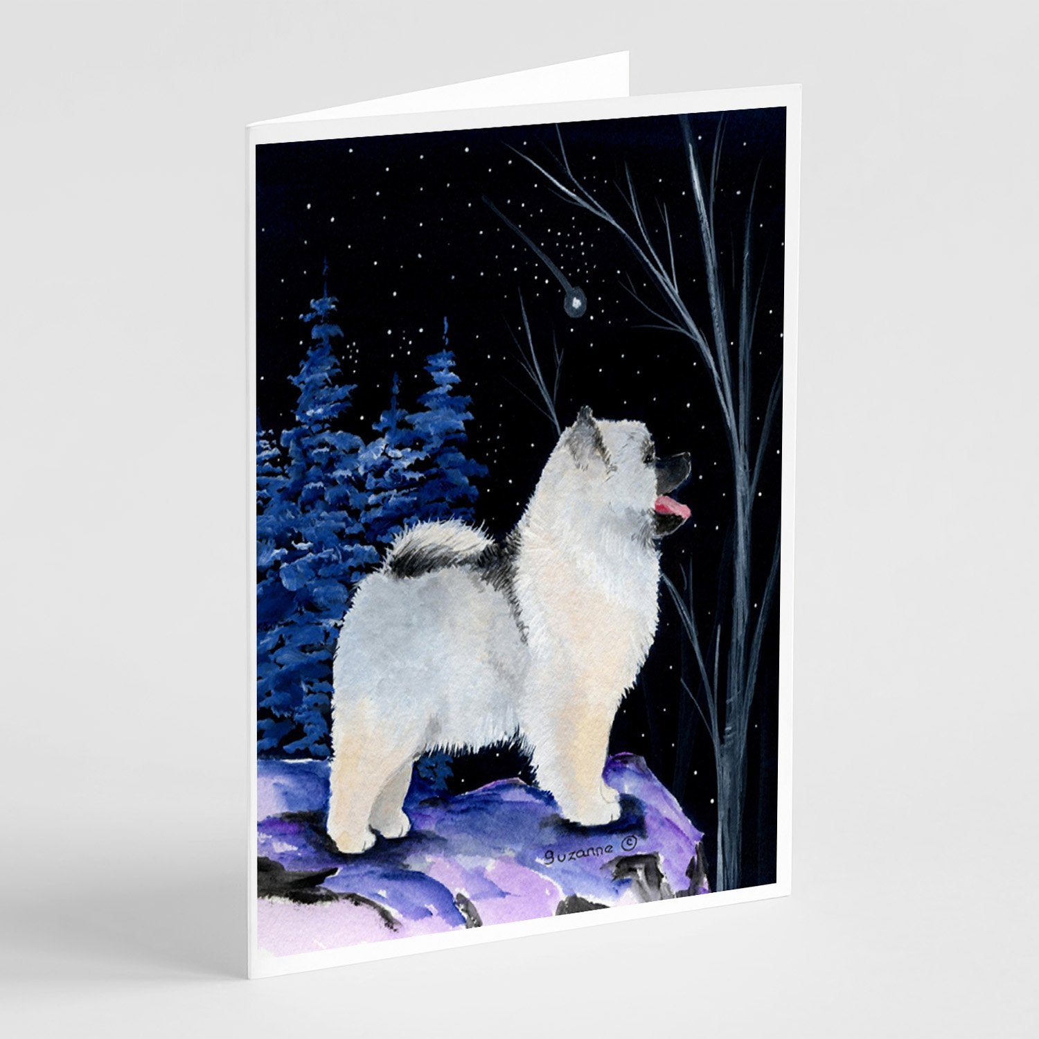 Buy this Starry Night Keeshond Greeting Cards and Envelopes Pack of 8