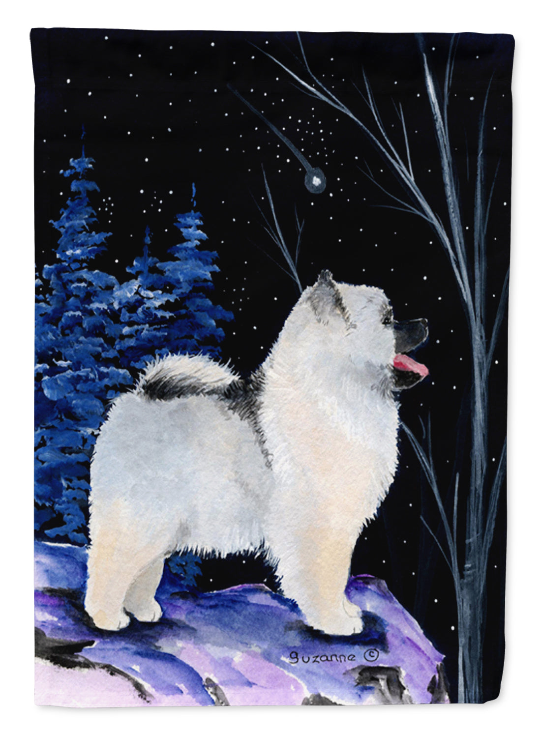 Starry Night Keeshond Flag Garden Size.