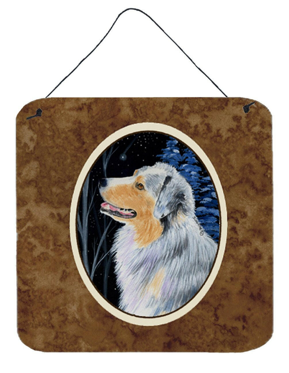 Starry Night Australian Shepherd Aluminium Metal Wall or Door Hanging Prints by Caroline's Treasures