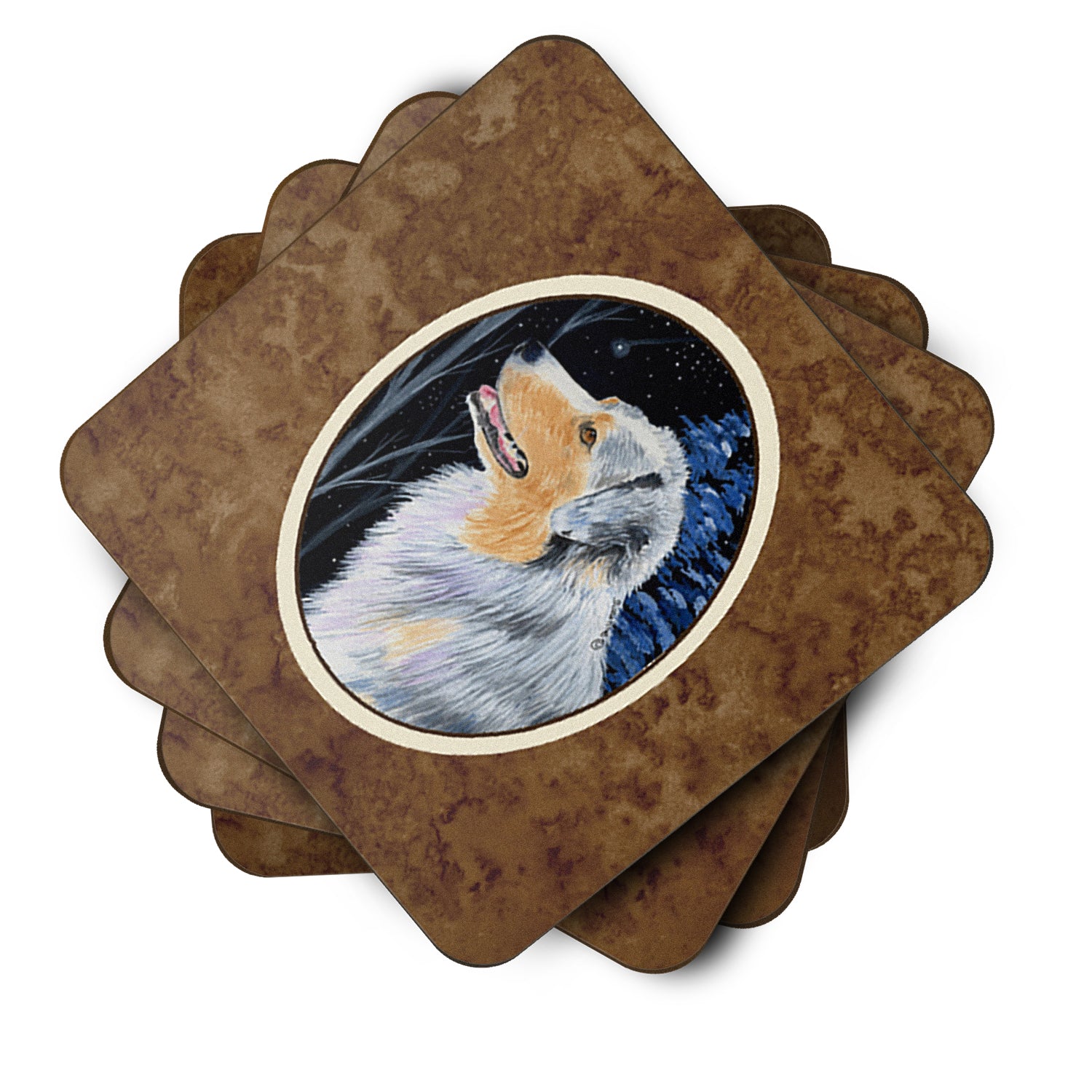 Starry Night Australian Shepherd Foam Coasters Set of 4 - the-store.com