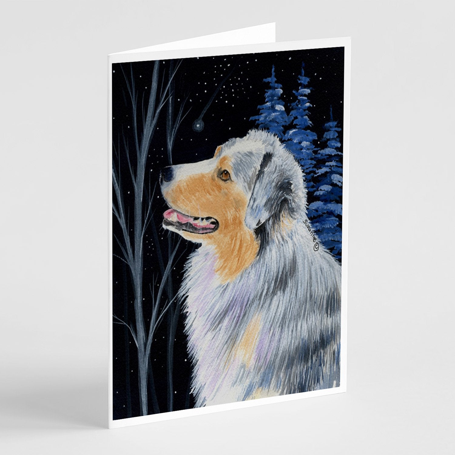 Buy this Starry Night Australian Shepherd Greeting Cards and Envelopes Pack of 8