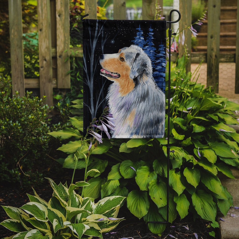 Starry Night Australian Shepherd Flag Garden Size.