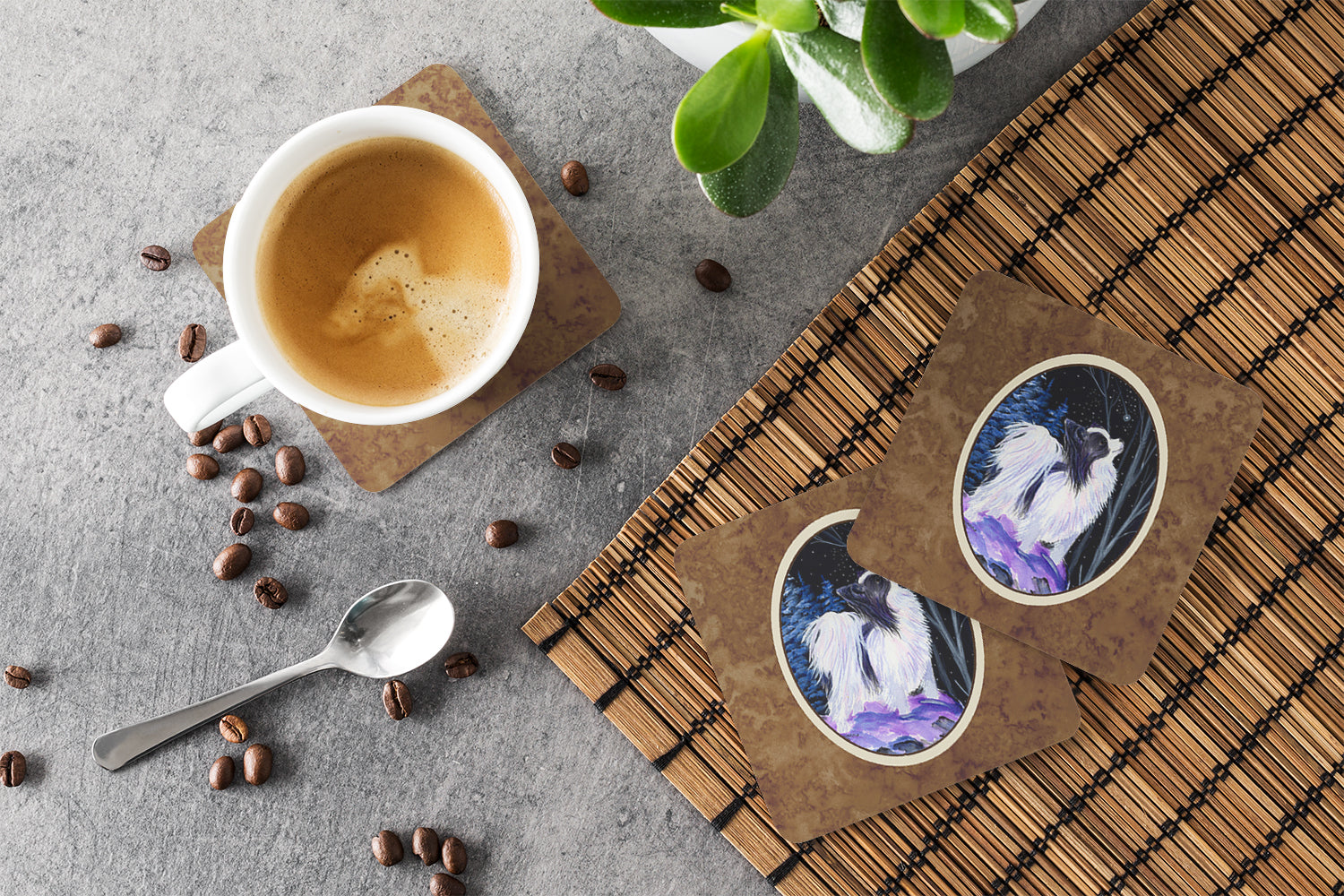 Starry Night Papillon Foam Coasters Set of 4 - the-store.com