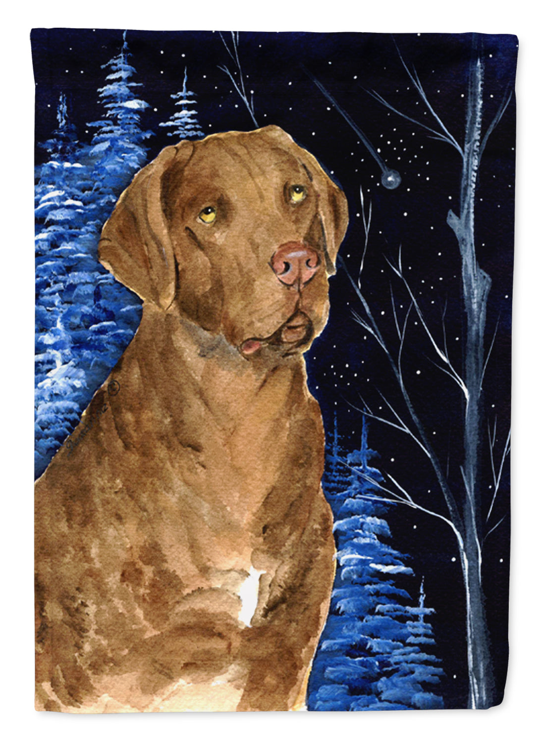 Starry Night Chesapeake Bay Retriever Flag Garden Size.