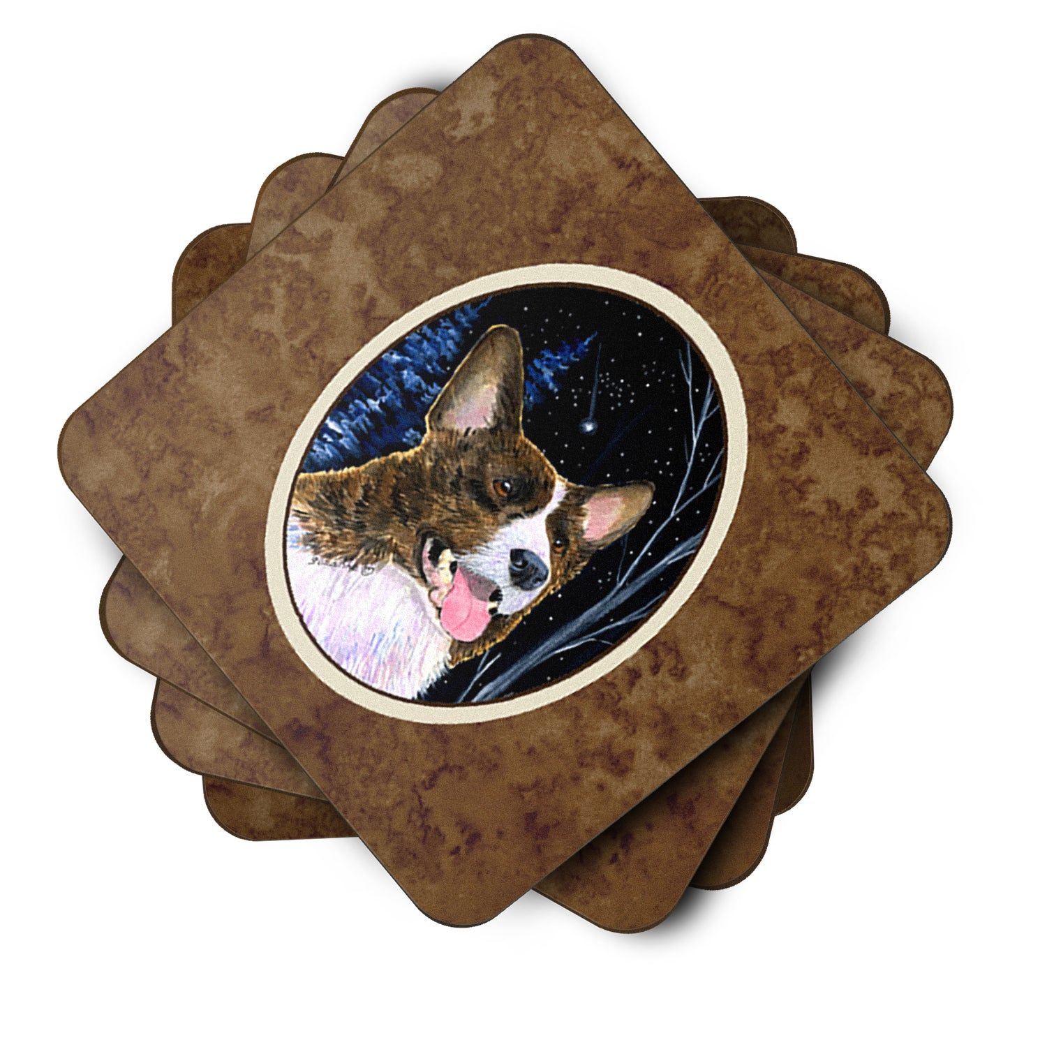 Starry Night Corgi Foam Coasters Set of 4 - the-store.com