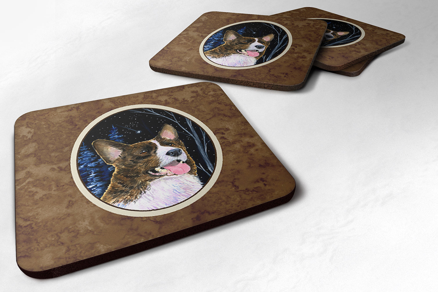 Starry Night Corgi Foam Coasters Set of 4 - the-store.com