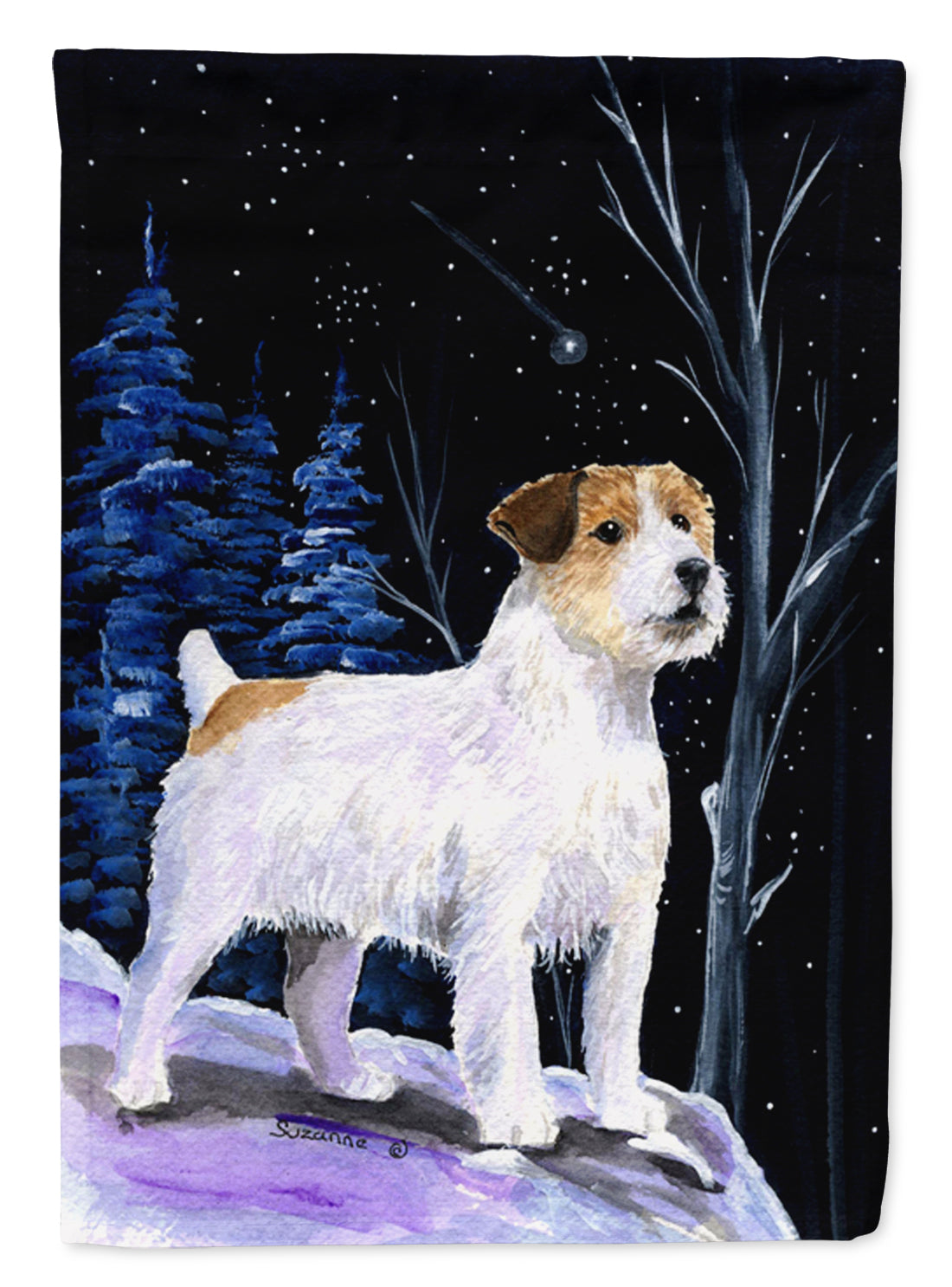 Starry Night Jack Russell Terrier Flag Garden Size.