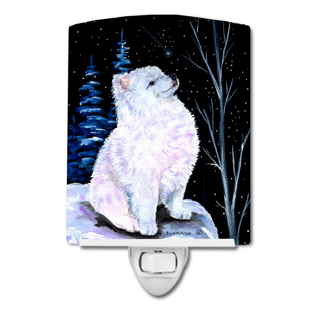 Starry Night American Eskimo Ceramic Night Light SS8389CNL - the-store.com