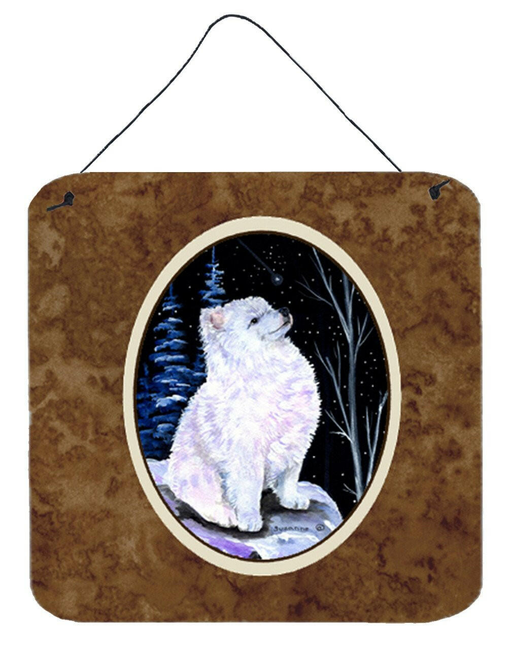 Starry Night American Eskimo Aluminium Metal Wall or Door Hanging Prints by Caroline's Treasures