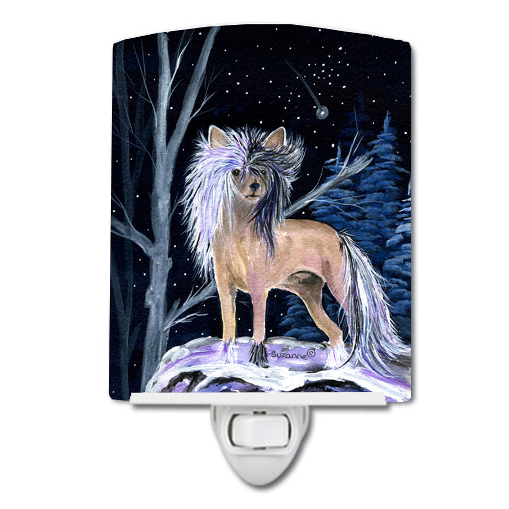 Starry Night Chinese Crested Ceramic Night Light SS8390CNL - the-store.com