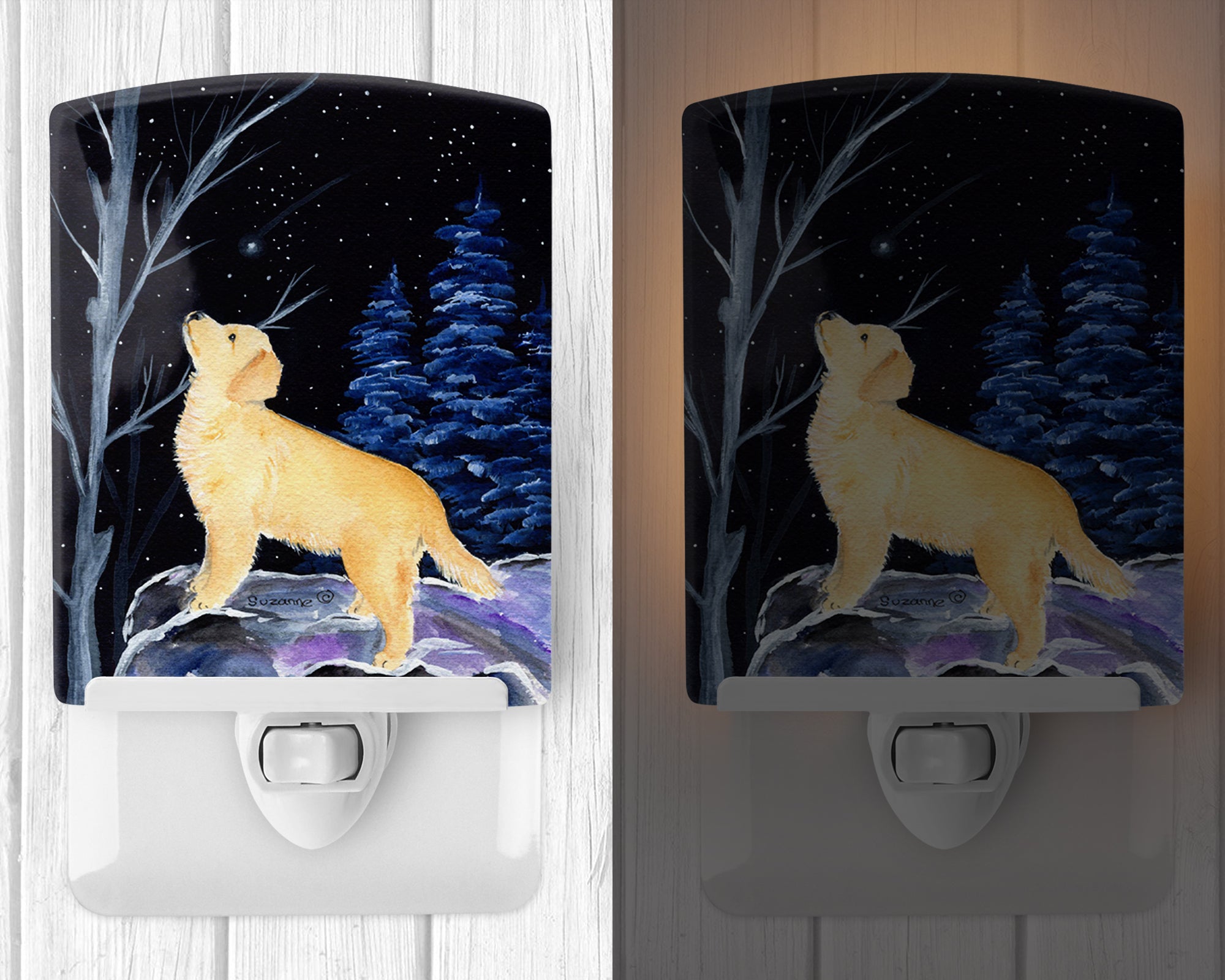 Starry Night Golden Retriever Ceramic Night Light SS8392CNL - the-store.com