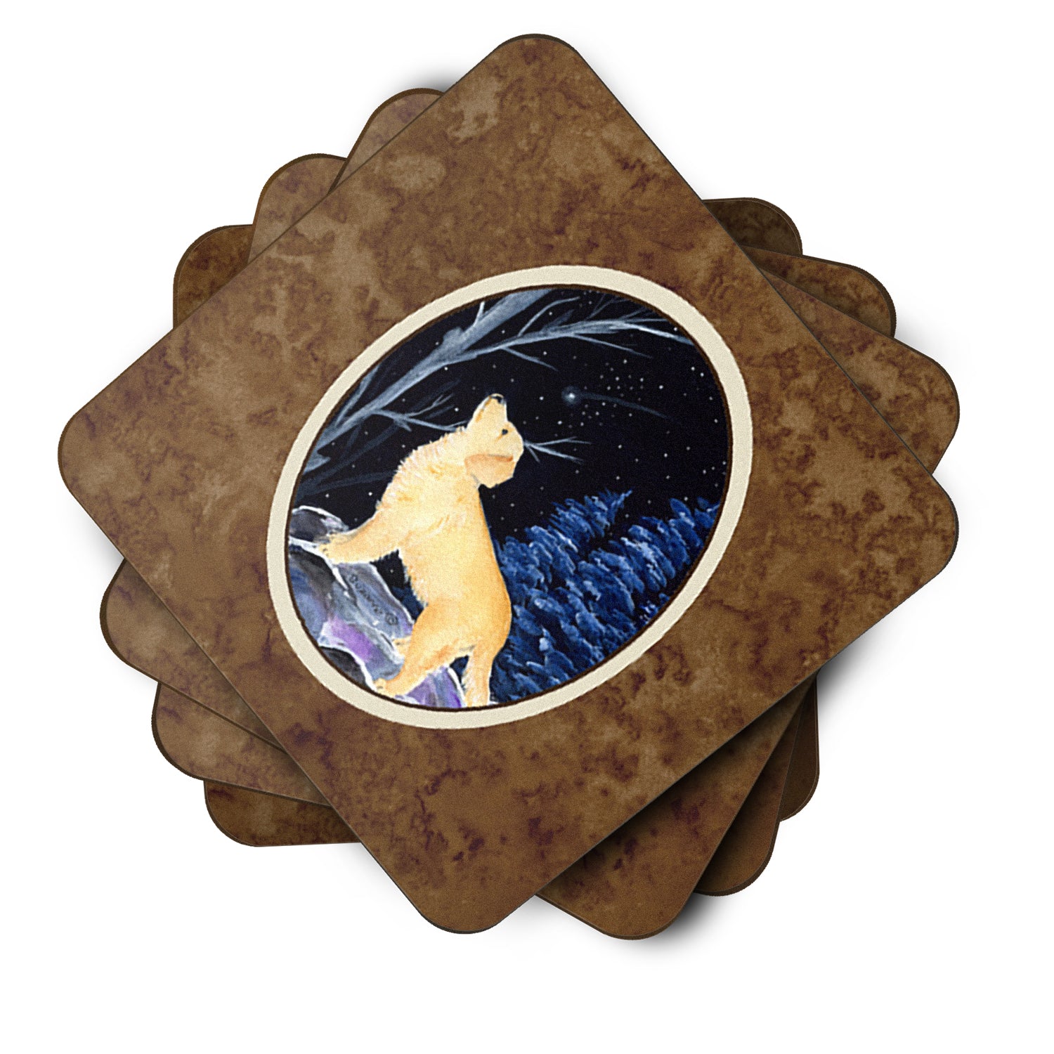 Starry Night Golden Retriever Foam Coasters Set of 4 - the-store.com