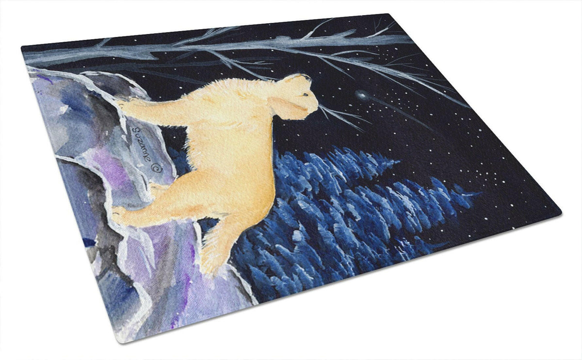 Starry Night Golden Retriever Glass Cutting Board Large by Caroline&#39;s Treasures