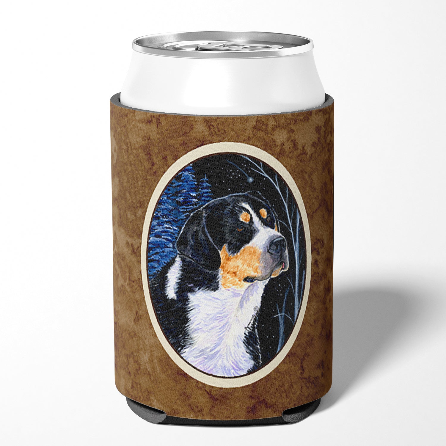 Starry Night Bernese Mountain Dog Can or Bottle Beverage Insulator Hugger.