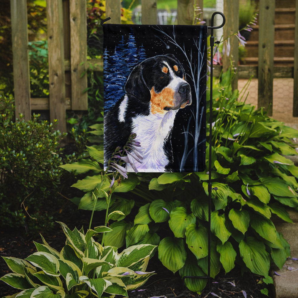 Starry Night Bernese Mountain Dog Flag Garden Size.