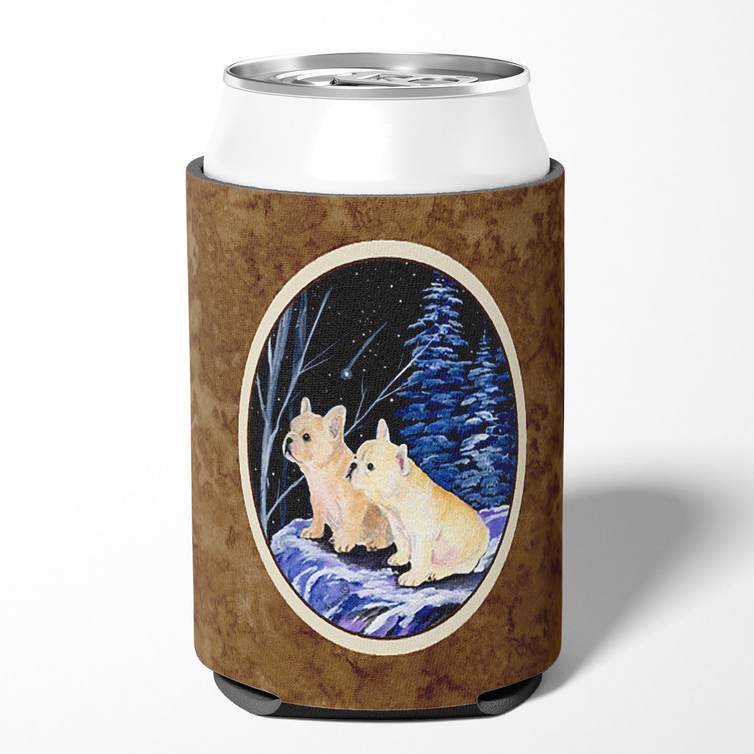 Starry Night French Bulldog Can or Bottle Beverage Insulator Hugger.