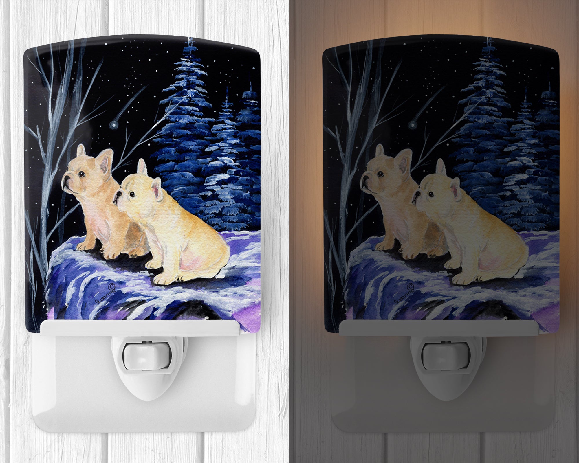 Starry Night French Bulldog Ceramic Night Light SS8395CNL - the-store.com