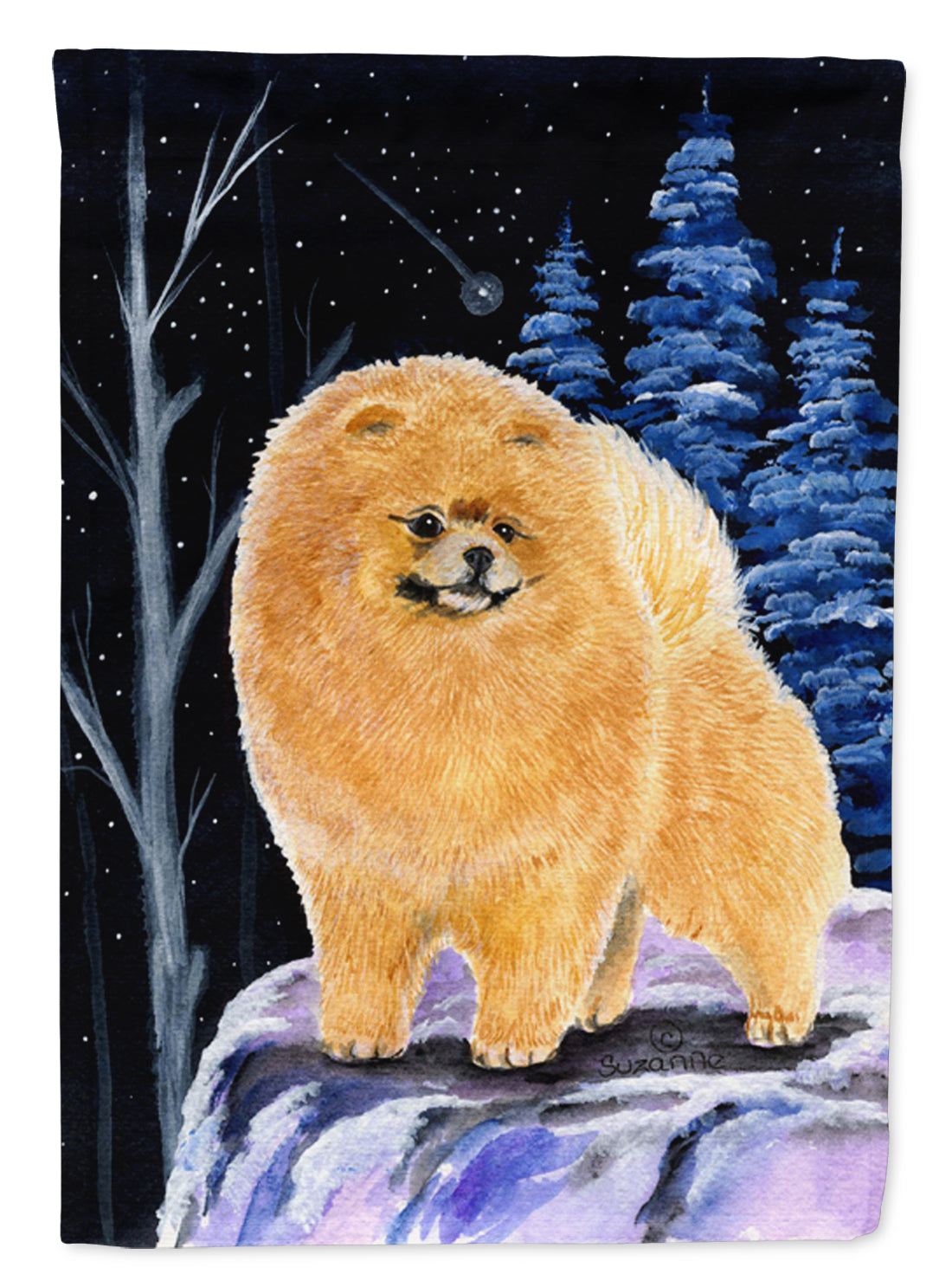 Starry Night Pomeranian Flag Garden Size.