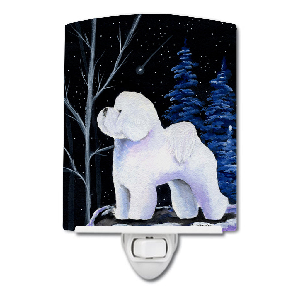 Starry Night Bichon Frise Ceramic Night Light SS8397CNL - the-store.com