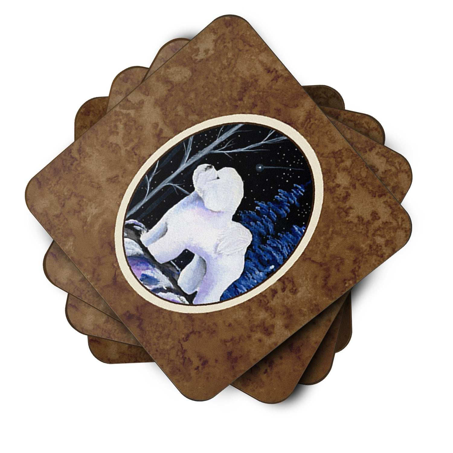 Starry Night Bichon Frise Foam Coasters Set of 4 - the-store.com