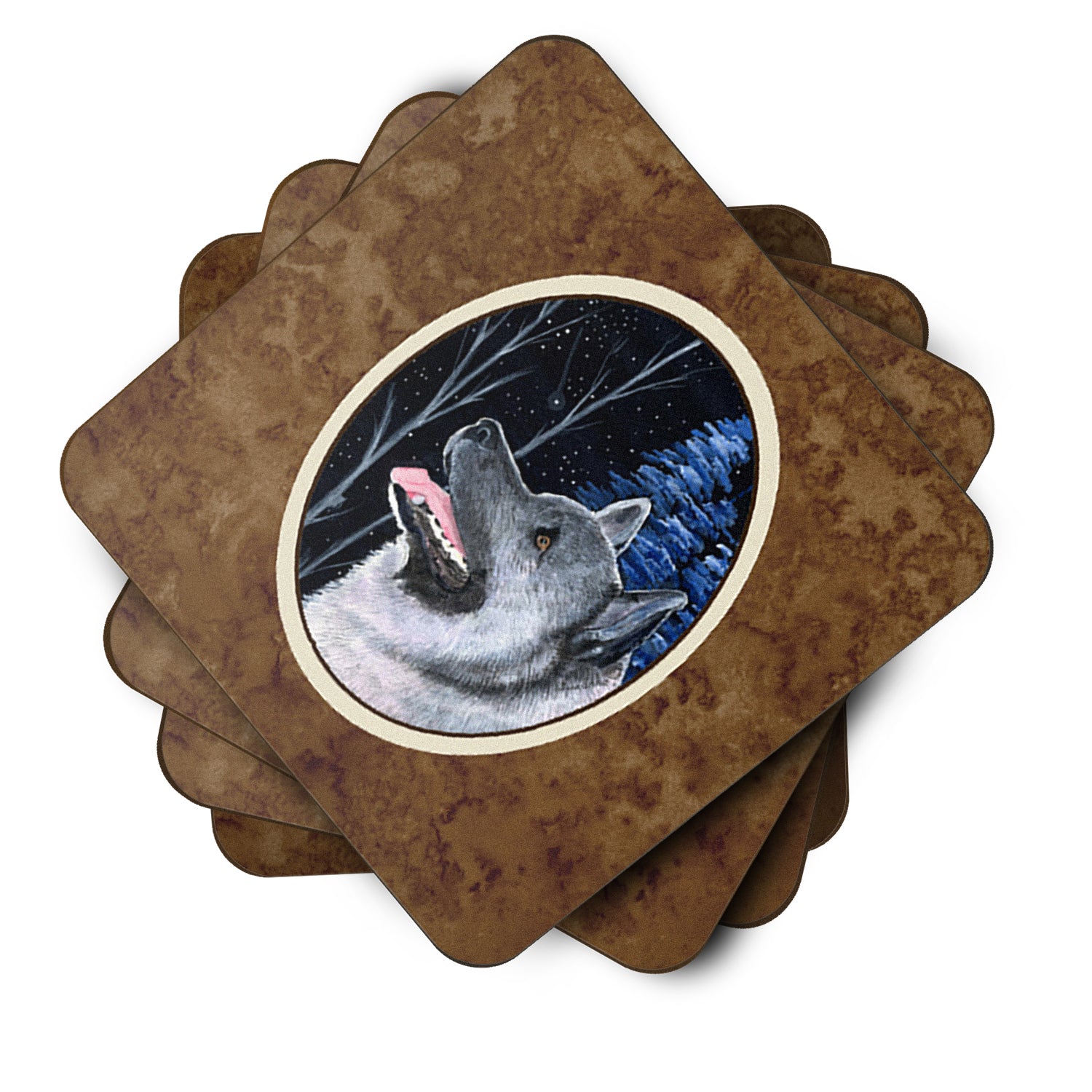 Starry Night Norwegian Elkhound Foam Coasters Set of 4 - the-store.com