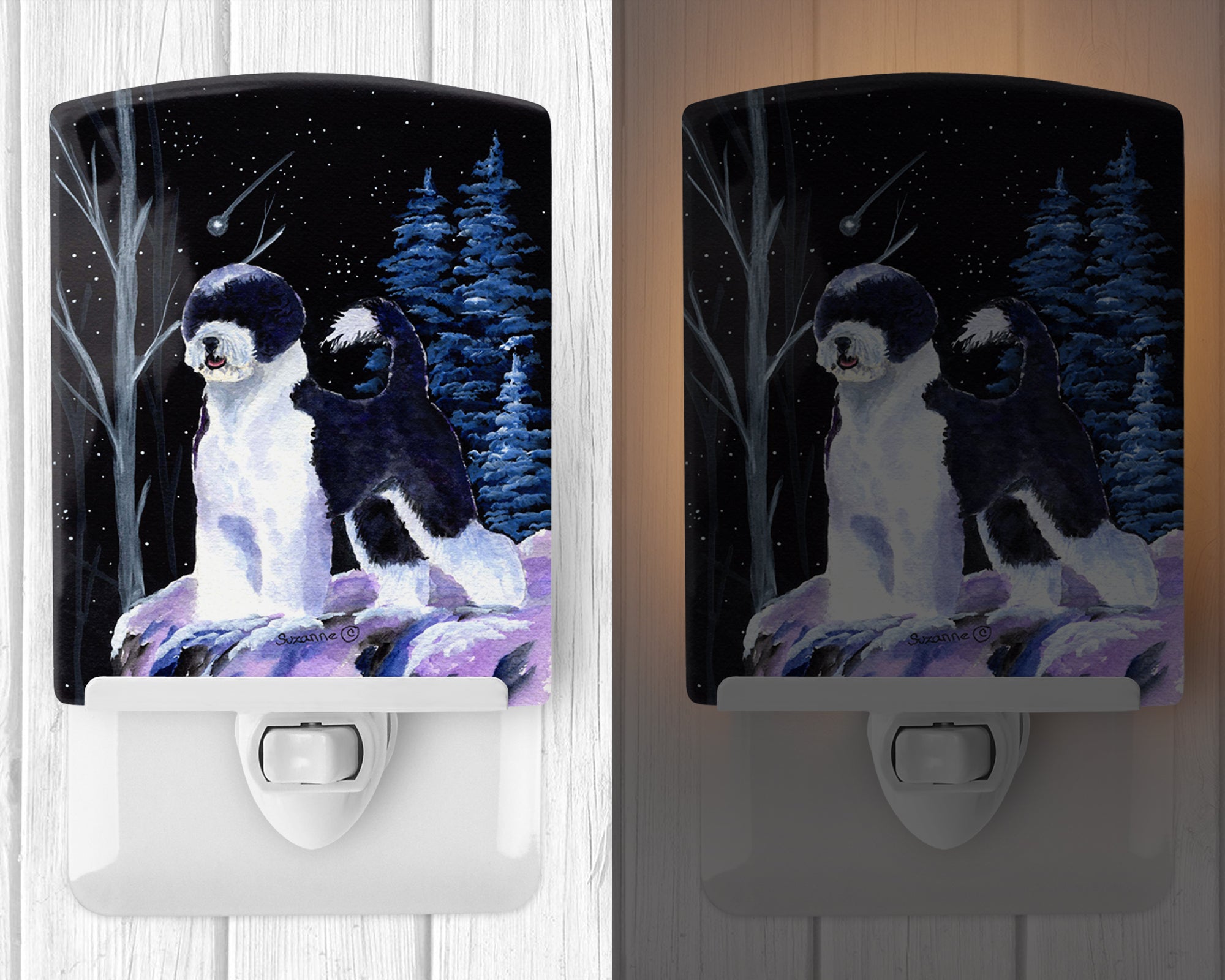 Starry Night Portuguese Water Dog Ceramic Night Light SS8399CNL - the-store.com