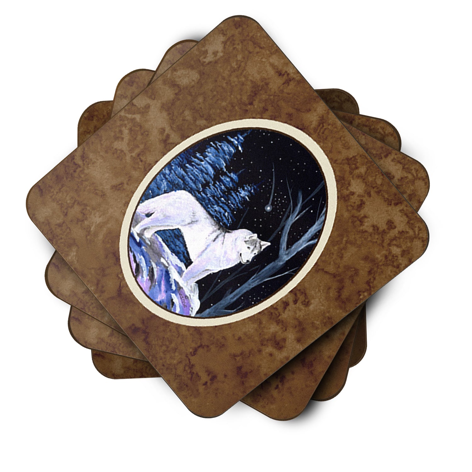 Starry Night Siberian Husky Foam Coasters Set of 4 - the-store.com