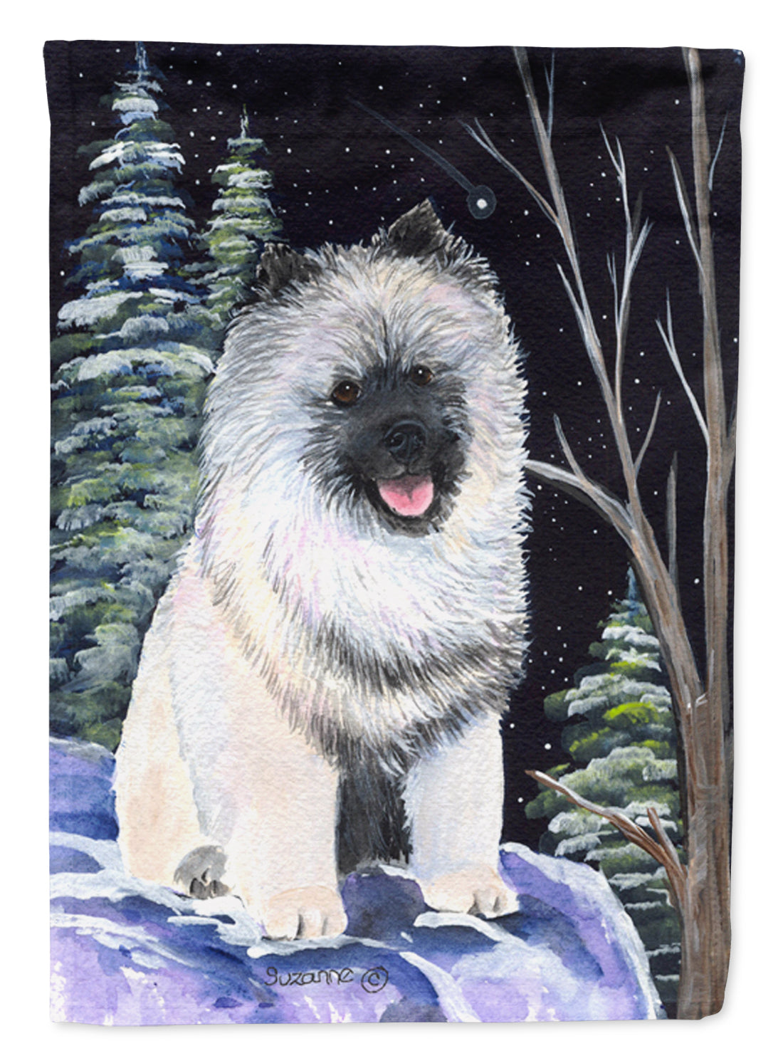 Starry Night Keeshond Flag Canvas House Size  the-store.com.