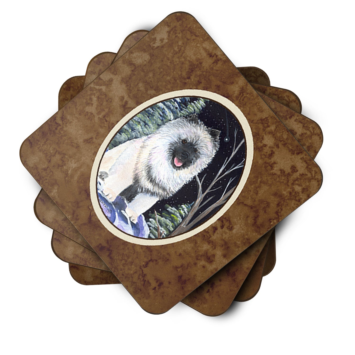 Starry Night Keeshond Foam Coasters Set of 4 - the-store.com