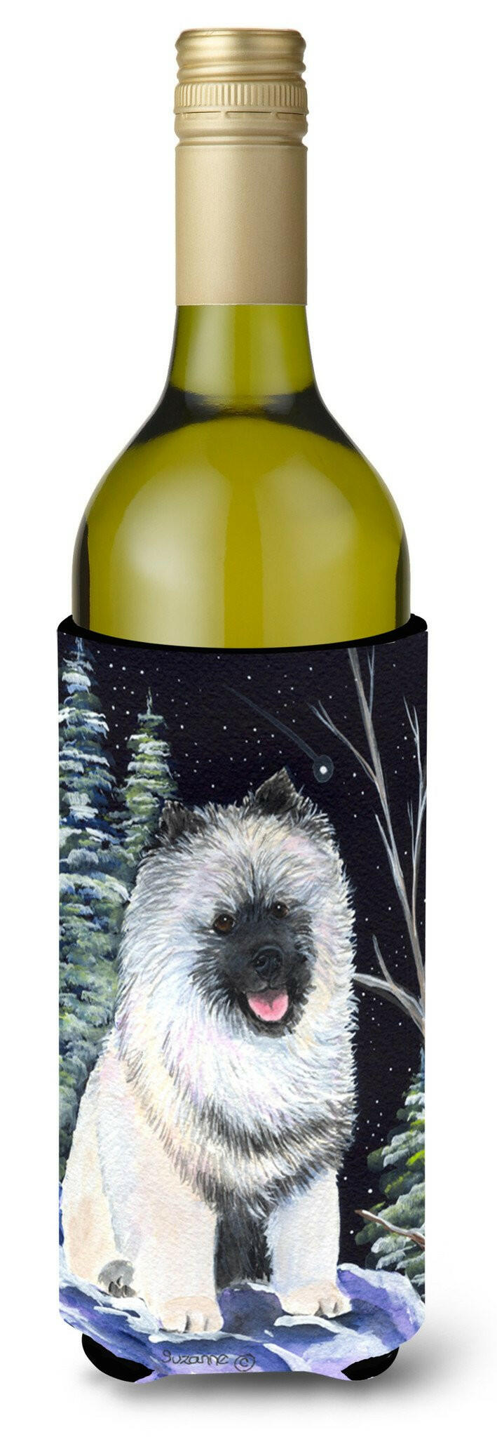 Starry Night Keeshond Wine Bottle Beverage Insulator Beverage Insulator Hugger SS8404LITERK by Caroline's Treasures