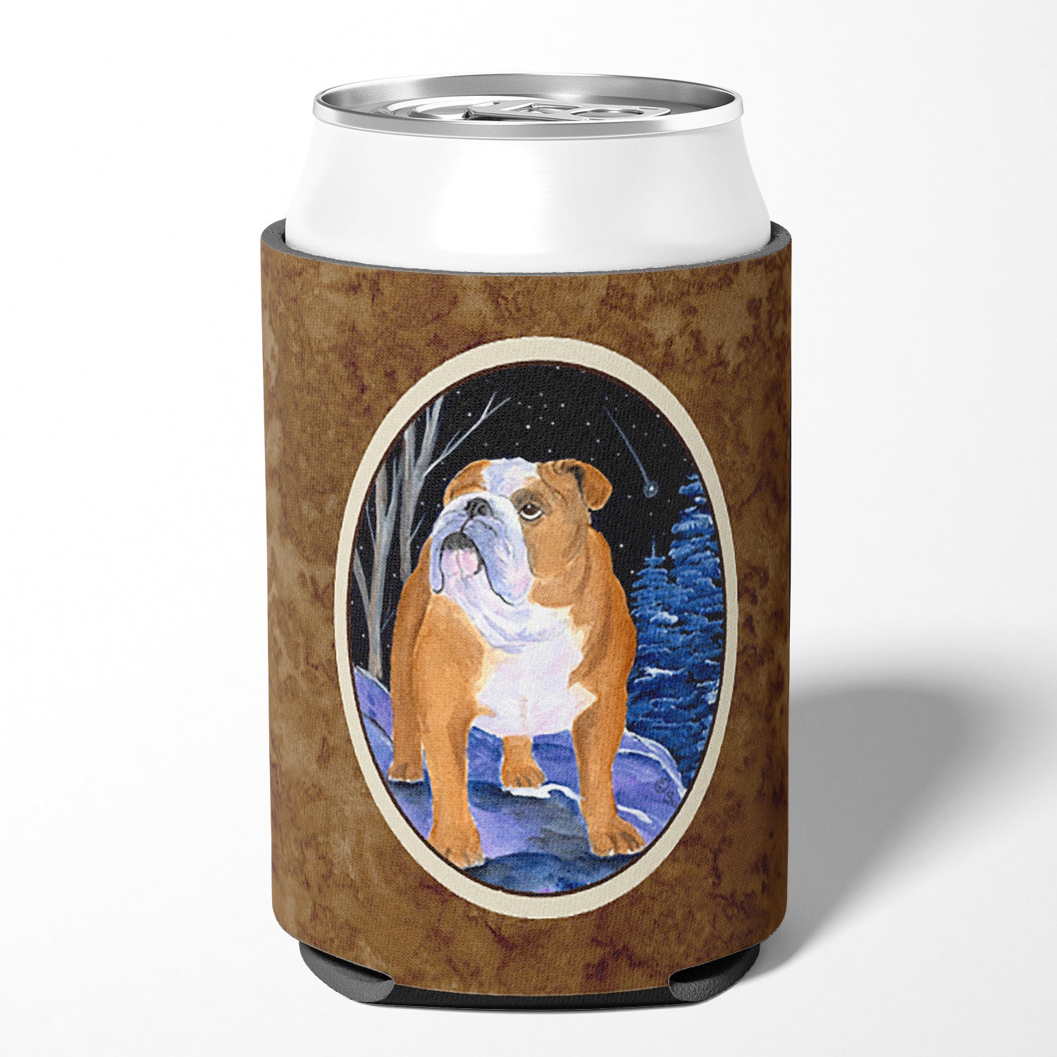 Starry Night English Bulldog Can or Bottle Beverage Insulator Hugger.