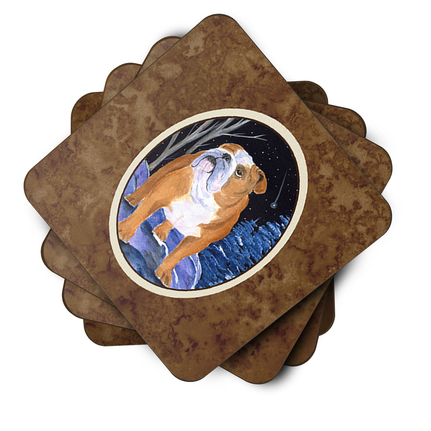 Starry Night English Bulldog Foam Coasters Set of 4 - the-store.com